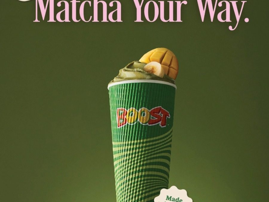 Matcha with fruit Drink at Boost Juice