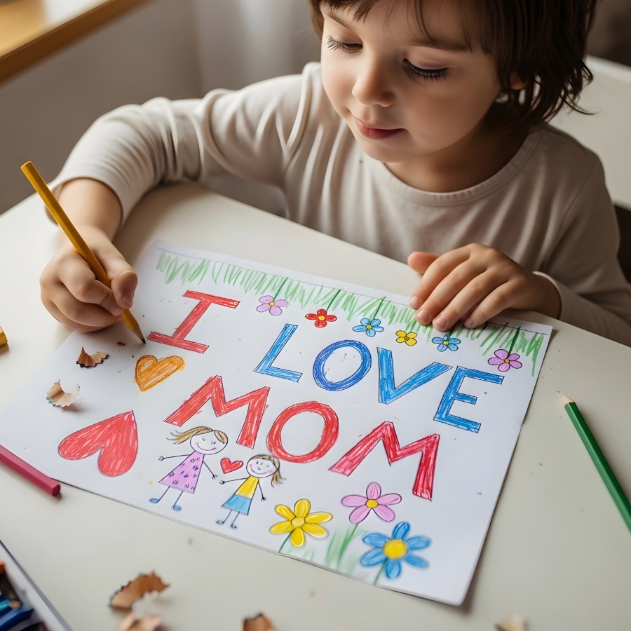 Kids Colouring in for Mum